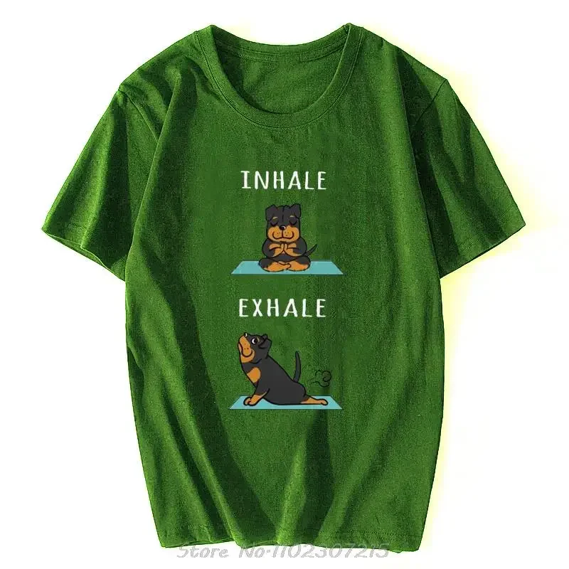 Мужские футболки Rottweiler Yoga Inhale Exhale хлопковая футболка с коротким рукавом стильная