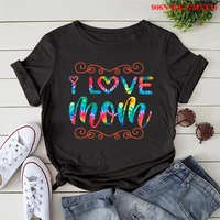 colorful i love mom heart print women t shirt short sleeve o neck loose women tshirt ladies tee shirt tops camisetas mujer