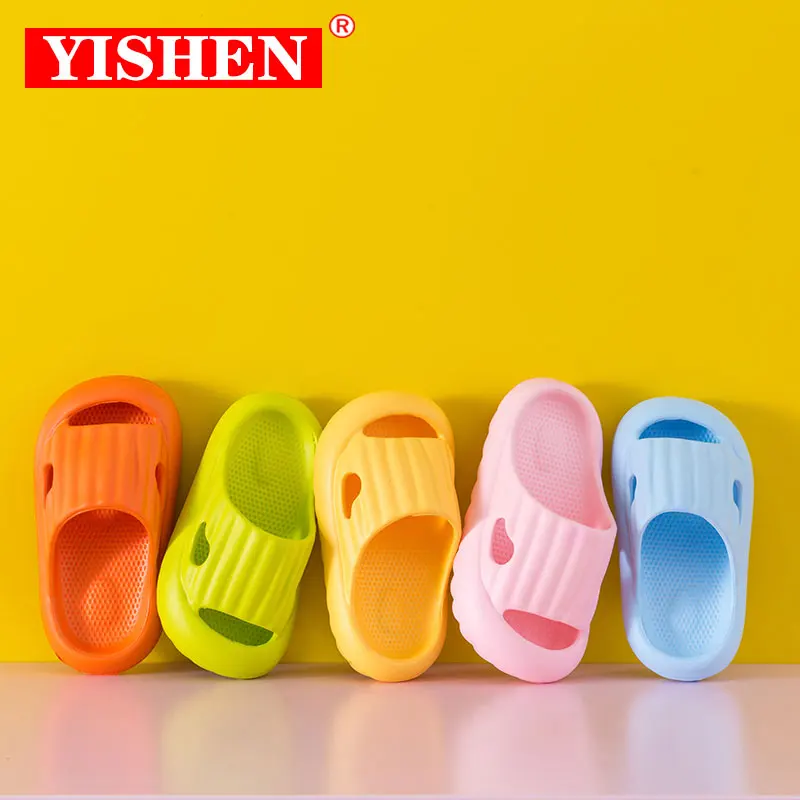 YISHEN Kids Slippers Boys Girls Baby Slides Closed Toes Summer Toddler Children’s Shoes Soft Sole Anti-Slip Solid Color Sandals