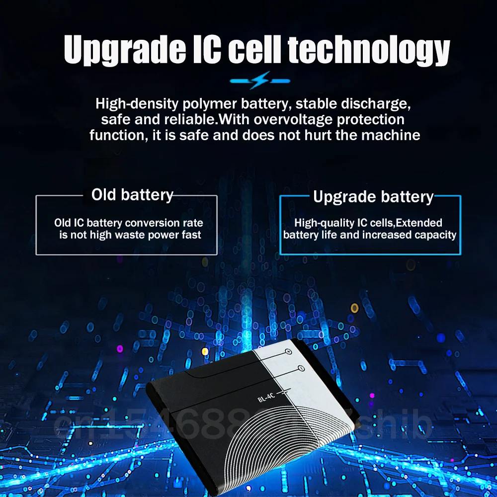 BL-4C BL4C BL 4C 3 7 V 890mAh литиевая аккумуляторная батарея для телефона Nokia 6100 6125 6136 6170 6300