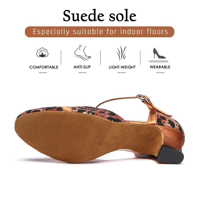 Hipposeus Professional Latin Dance Heel 3-10 CM Black Lady Dance Shoes Soft Samba Rumba Modern Tango Professional Wholesale