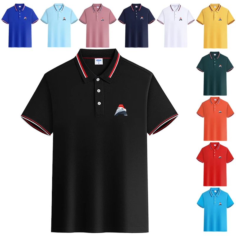 

Футболка-поло мужская с коротким рукавом, однотонный пуловер с лацканами, модный топ, лето
