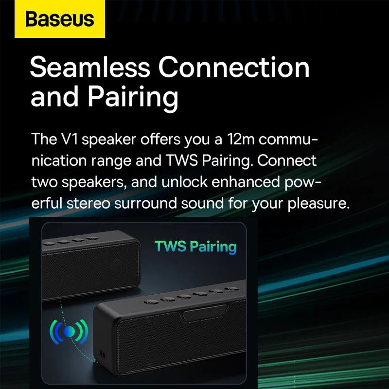 Baseus Bluetooth Speaker Mini Protable Wireless Soundbar IPX6 Waterproof Stereo Sound Box 20W High Power Super Bass Sound bar images - 6
