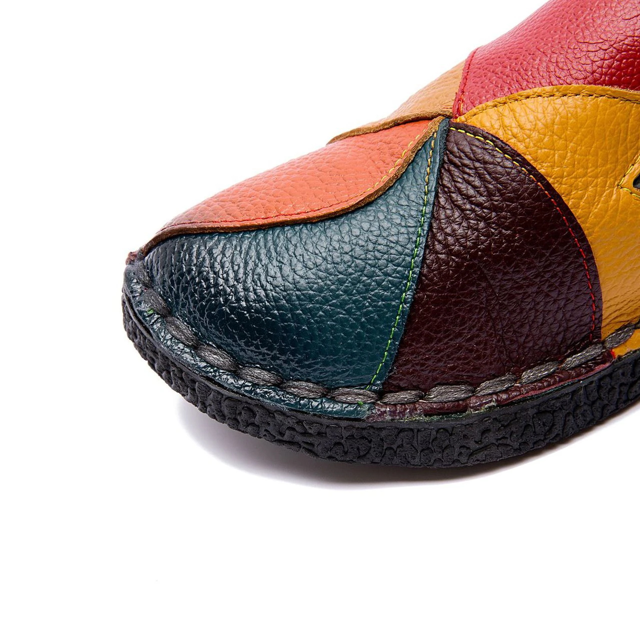 Women's Soft Flat Single Women's Leather Flats Color Stitching Walking Shoes Comfortable Casual Loafers  Size 35-42