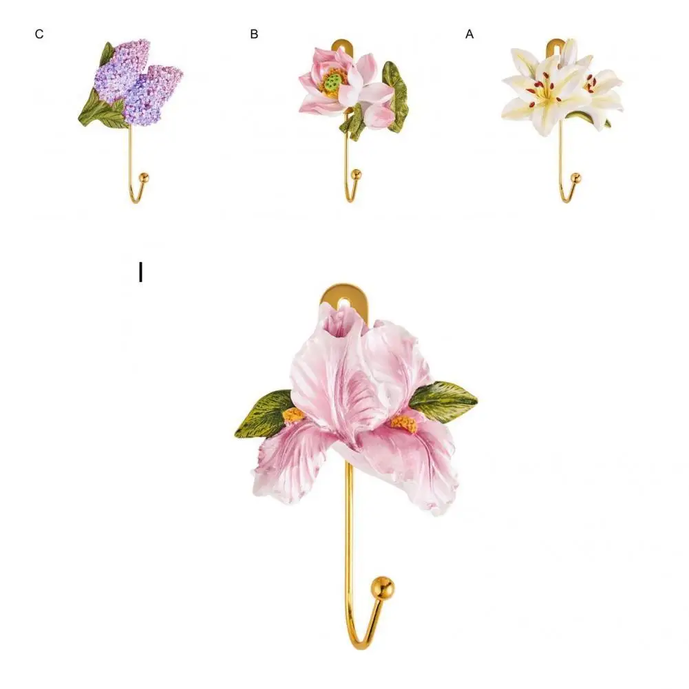 

Sturdy Fancy Easy Installation Flower Shaped Towel Hanger Resin Towel Hanger Wall-mounted for Living Room