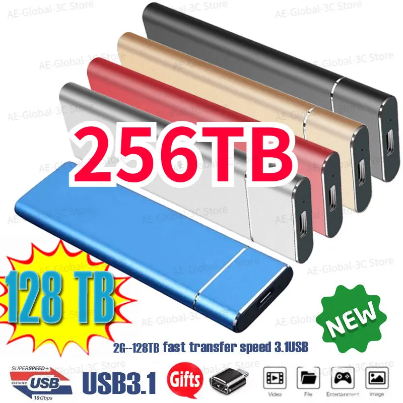 2023 New SSD Flash Portable External Mobile Hard Solid State Drive 128TB 64TB M2 SSD USB 3.1 Type-C for Laptop disco duro