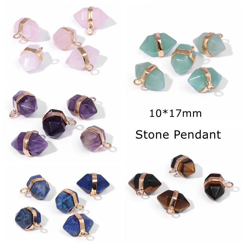 

Wholesale Small Hexagonal Beads Pendant Tiger Eye Opal Crystals Gem Pendants Accessories Connector Reiki Pendant for DIY Jewelry