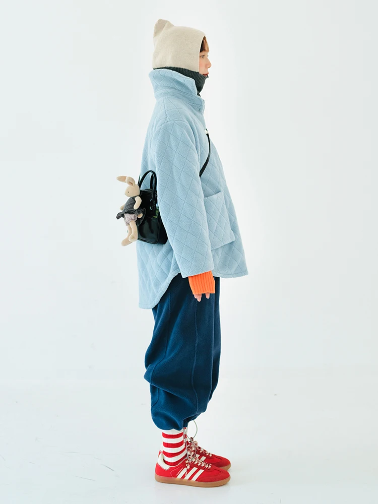 imakokoni original design autumn and winter warm coat thick cotton-padded jacket lapel cardigan single breasted top for women