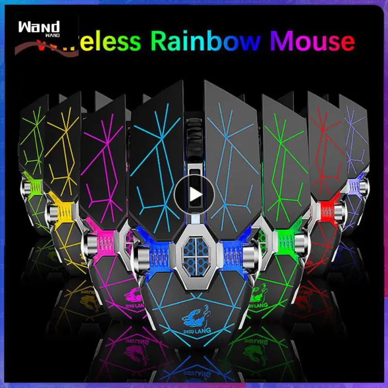 

Charging Mice Wireless Mouse Water-cooled Luminous 6-color Breathing Light Game Mouse Mute Mice Mechanical Mouse