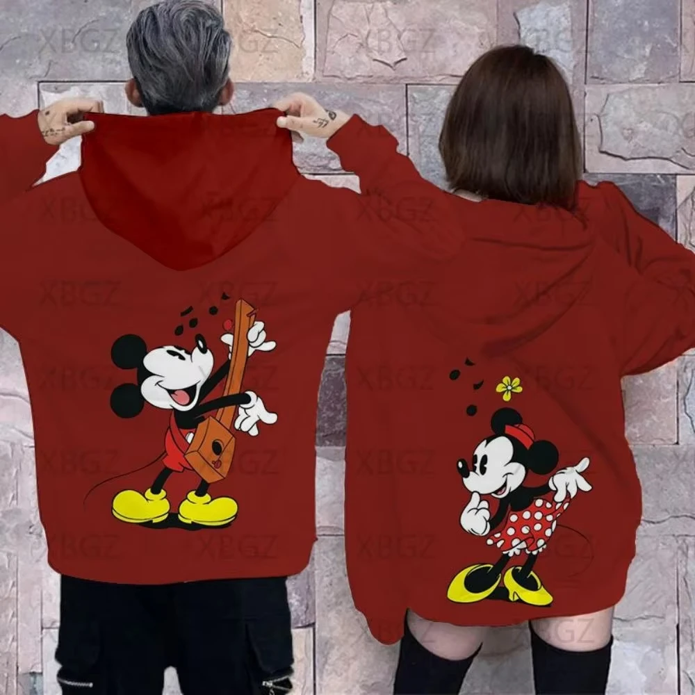 Disney-Sweat à capuche Minnie Mouse pour femmes et hommes tenue de couple Y2K пот imprimé haut tendance vêtement
