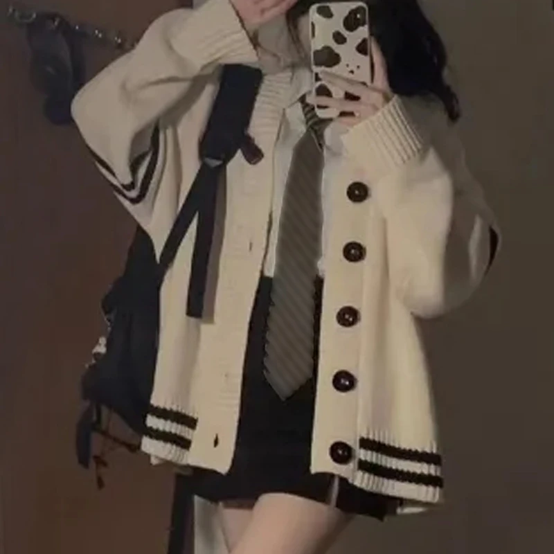 Кардиган модный свитер с длинным рукавом осенне-зимнее вязаное пальто милые топы