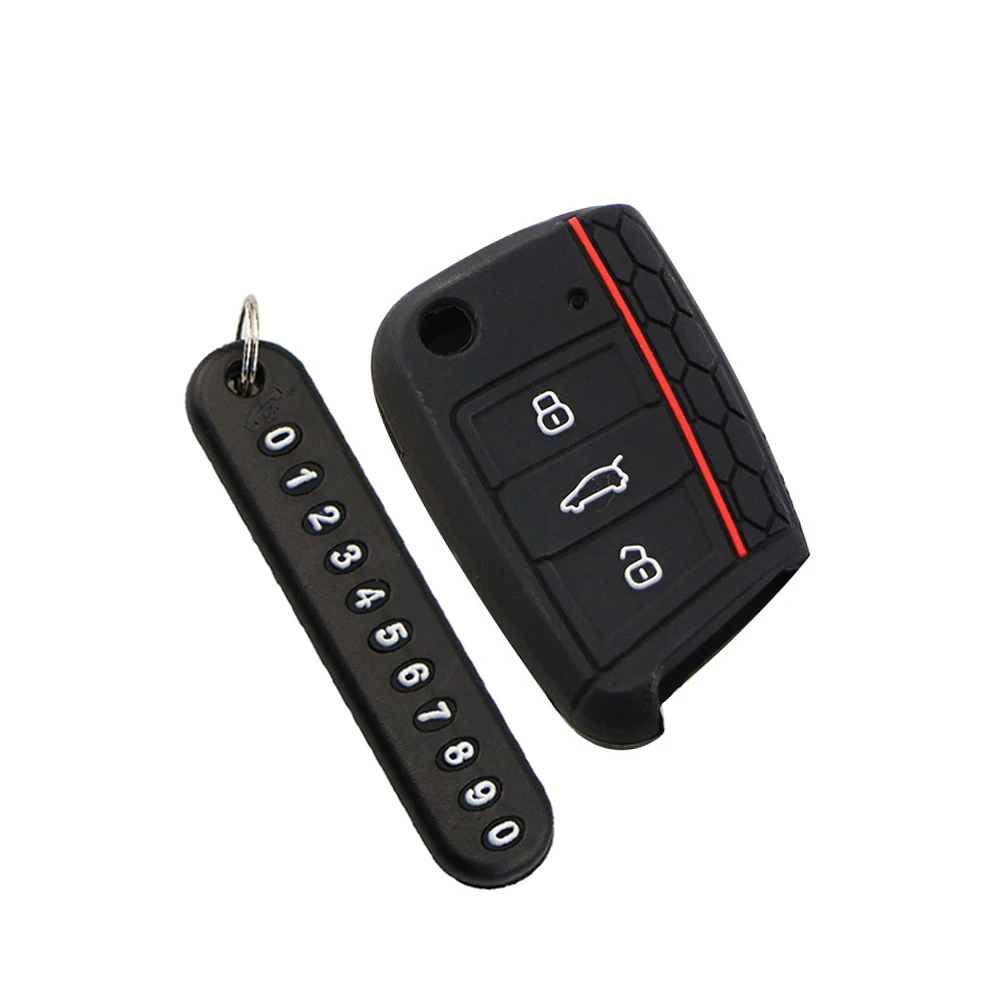 

Силиконовый чехол для автомобильного ключа с картой для номера телефона для Volkswagen Golf 7 GTI MK7 POLO 2016-2019 для Skoda Octavia A7