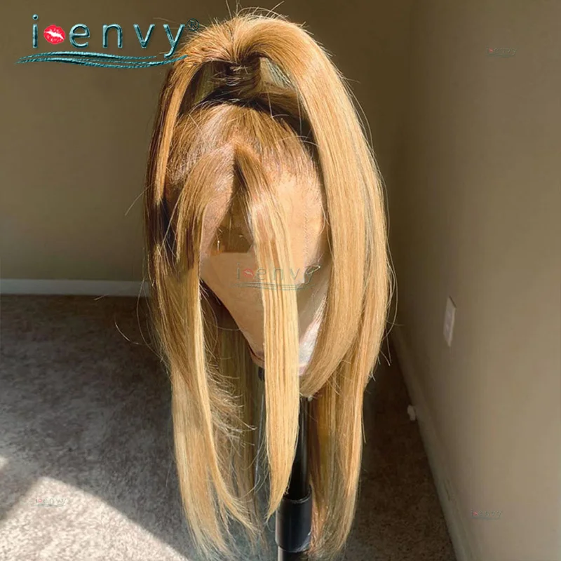 

13x4 Transparent Lace Honey Blonde Wig Peruvian Straight Human Hair Wigs For Women Colored Blonde Lace Front Wig Ginger Blonde
