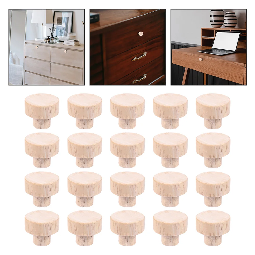 

20 Pcs Furniture Wooden Handle Door Pulls Kitchen Cabinets Cupboard Knobs Drawer
