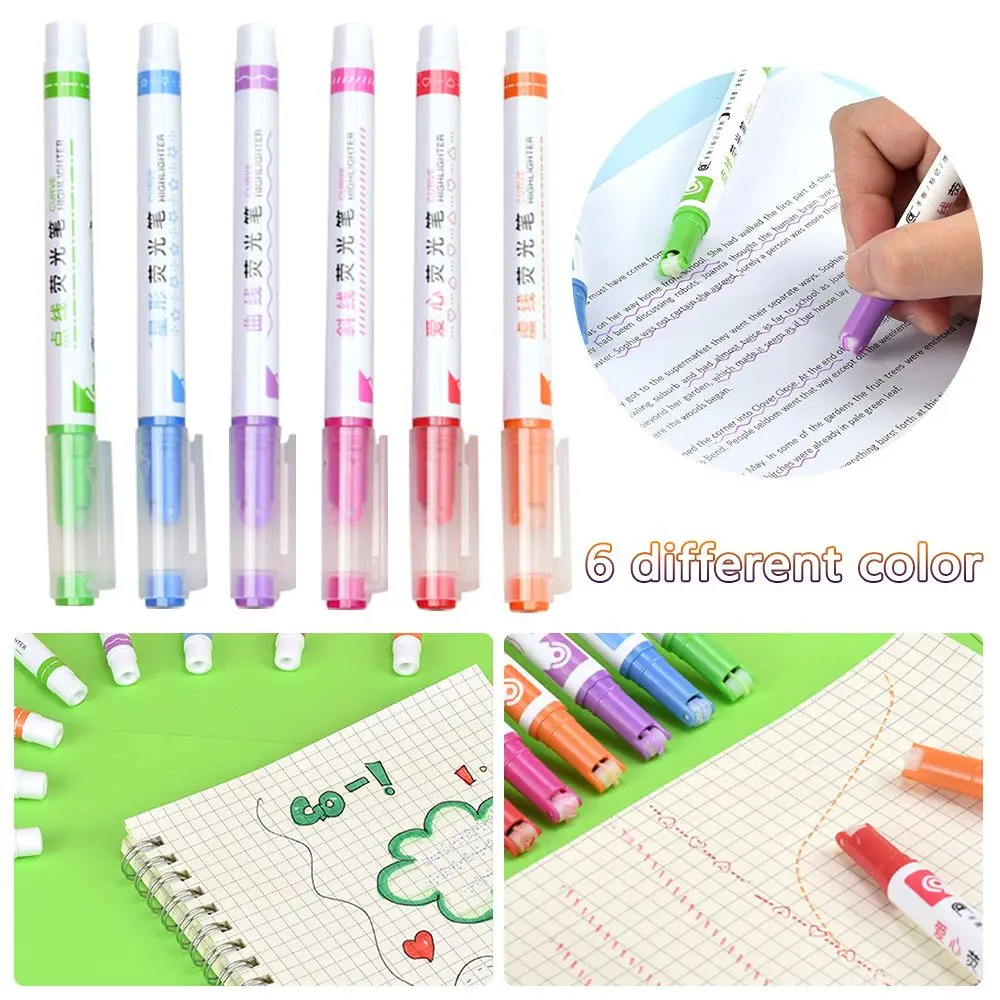 

Drawing Tools Curve Line Highlighters Flower-shaped Integrated Multiple Shapes Markers Pen Curve Highlighter Pen Color