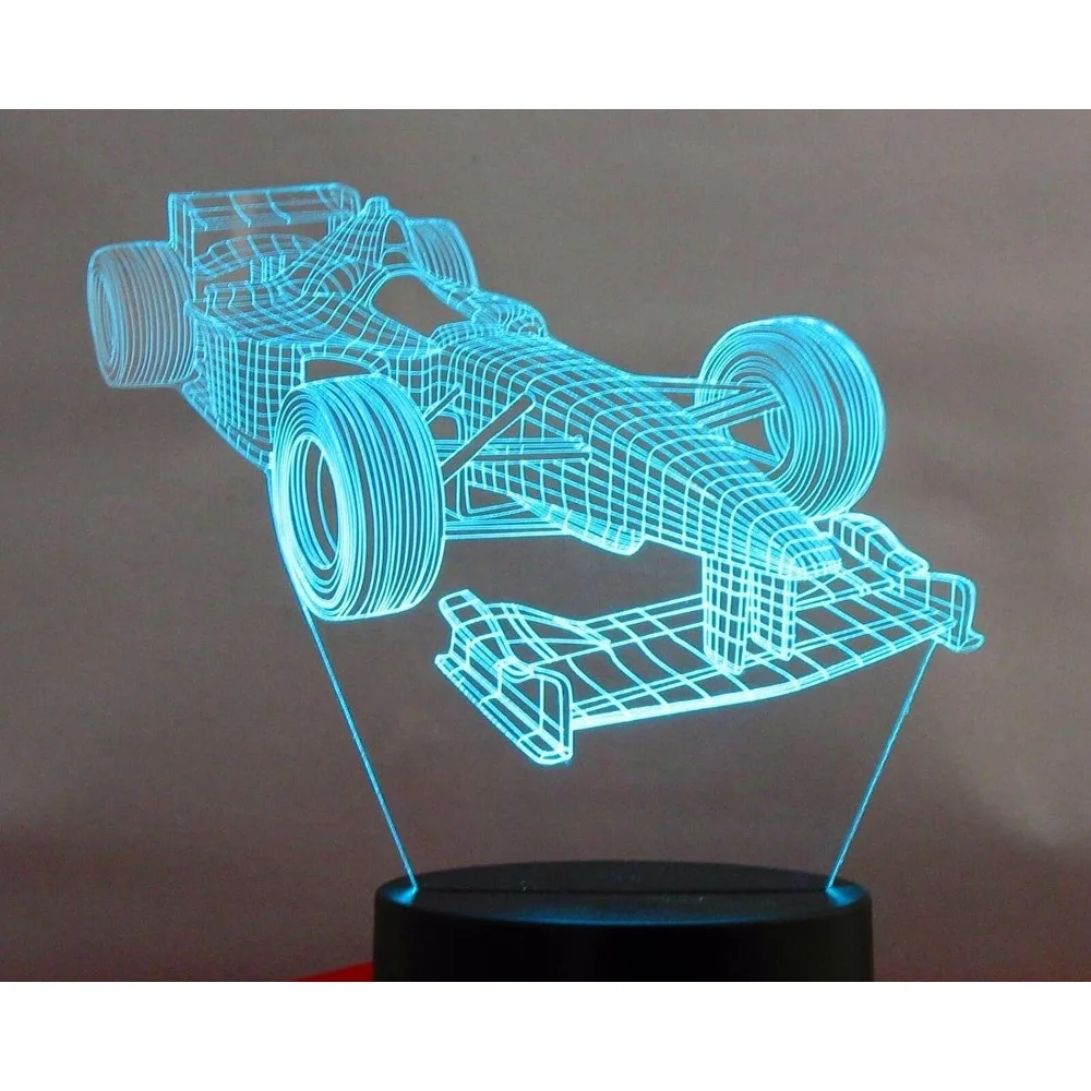 

3D гоночный автомобиль, настольная лампа, Оптическая иллюзия, 7 цветов, меняющие свет, светодиодная настольная лампа для дома, любви, дня рождения, детей
