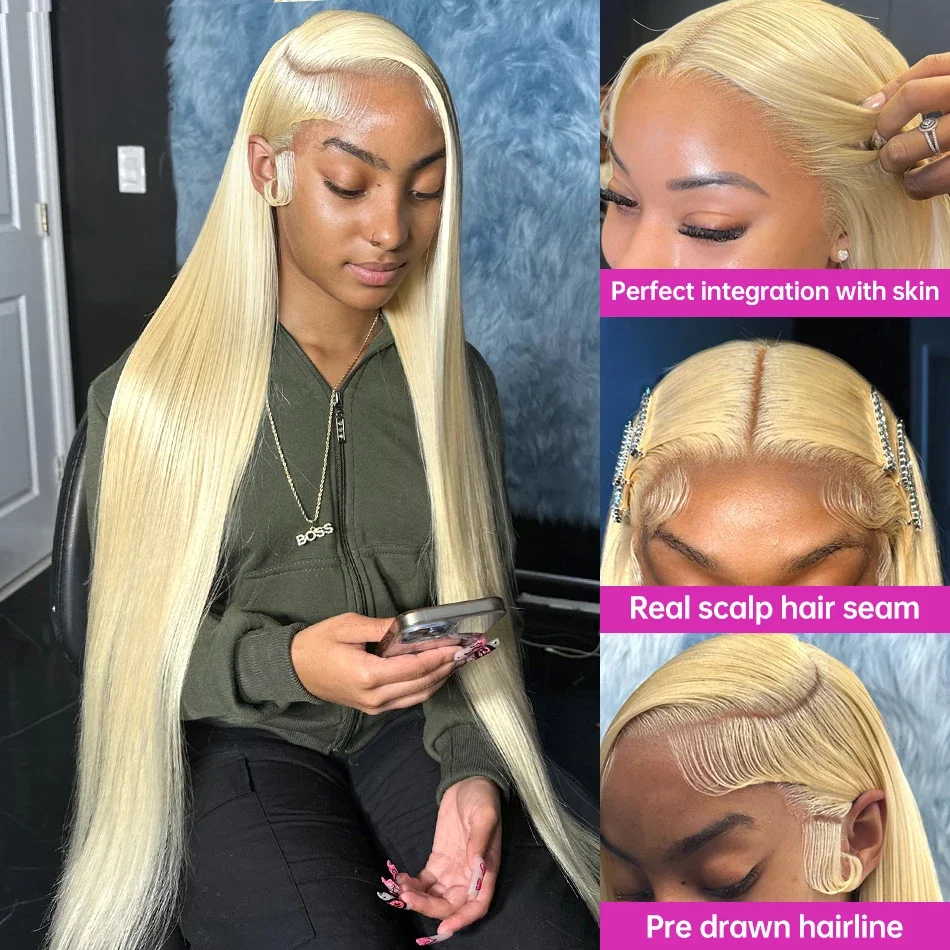 613 медово-блонд цвет Реми бразильский 13X6 прямой кружевной передний парик 42 дюйма