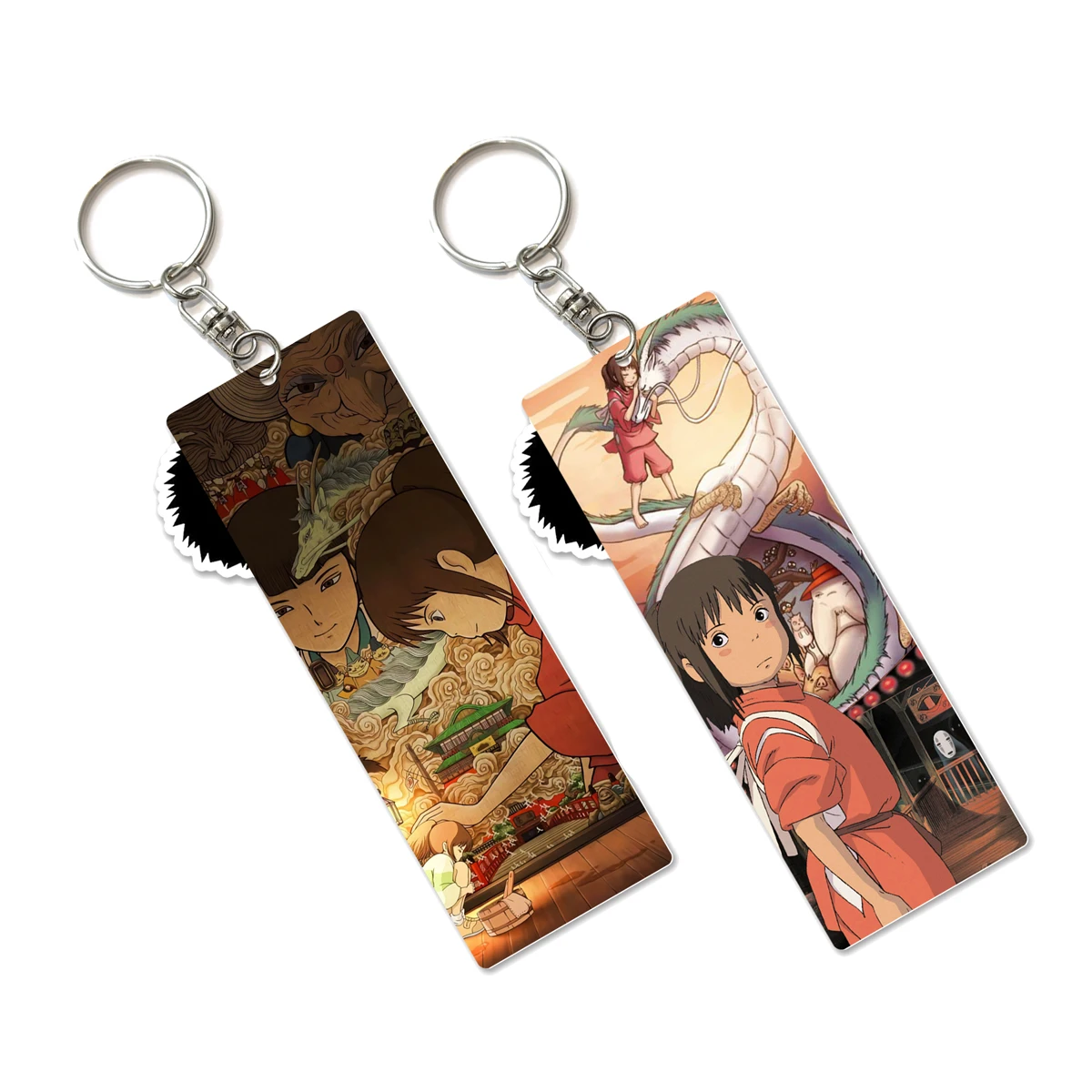 

Japanese Anime Dragon And Girl Key Chain Fashion Keyrings Key Holder Cars USB Backpack Acrylic Pendant Keychains Gift For Friend