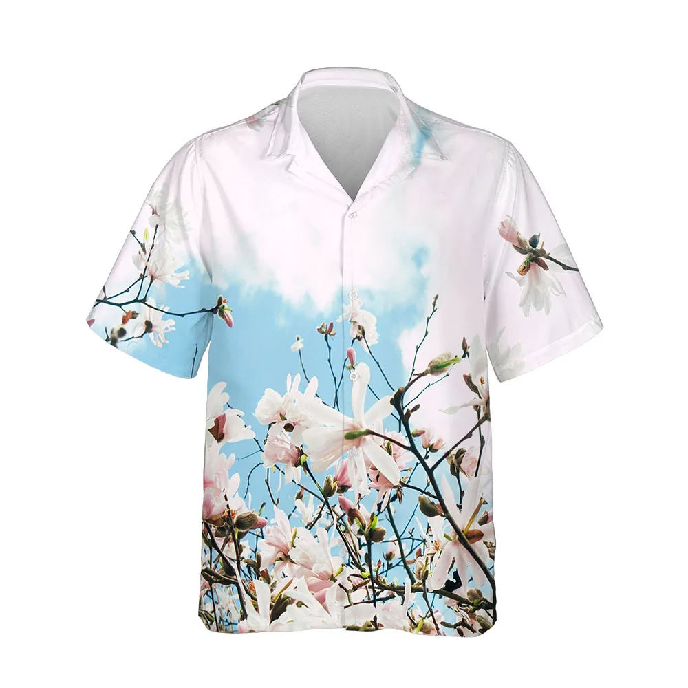 Jumeast 3D Men's Clothing Casual Sakura Shirts For Men Casual Mens Hawaiian Shirt Short Sleeve Comfortable Streetwear Blouses