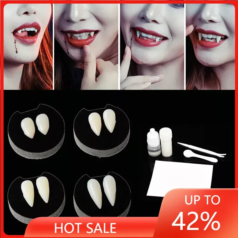 

Decoration Vampire Teeth Dentures Prop Zombie Devil Fangs Tooth With Dental Gum Halloween Costume Props Party Supplies