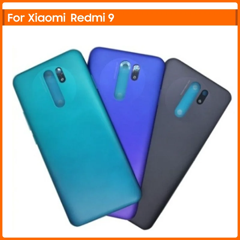 

Пластиковая Задняя Крышка батарейного отсека для Xiaomi Redmi 9 9A, задняя крышка для корпуса Redmi 9A, боковые кнопки, без зеркальных контактов, замена