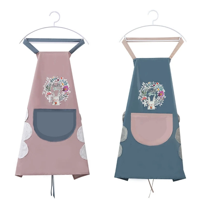 

Кухонный непромокаемый фартук, водонепроницаемый маслостойкий мультяшный венок, магазин ногтей в виде кролика, фартук для женщин, подвесны...