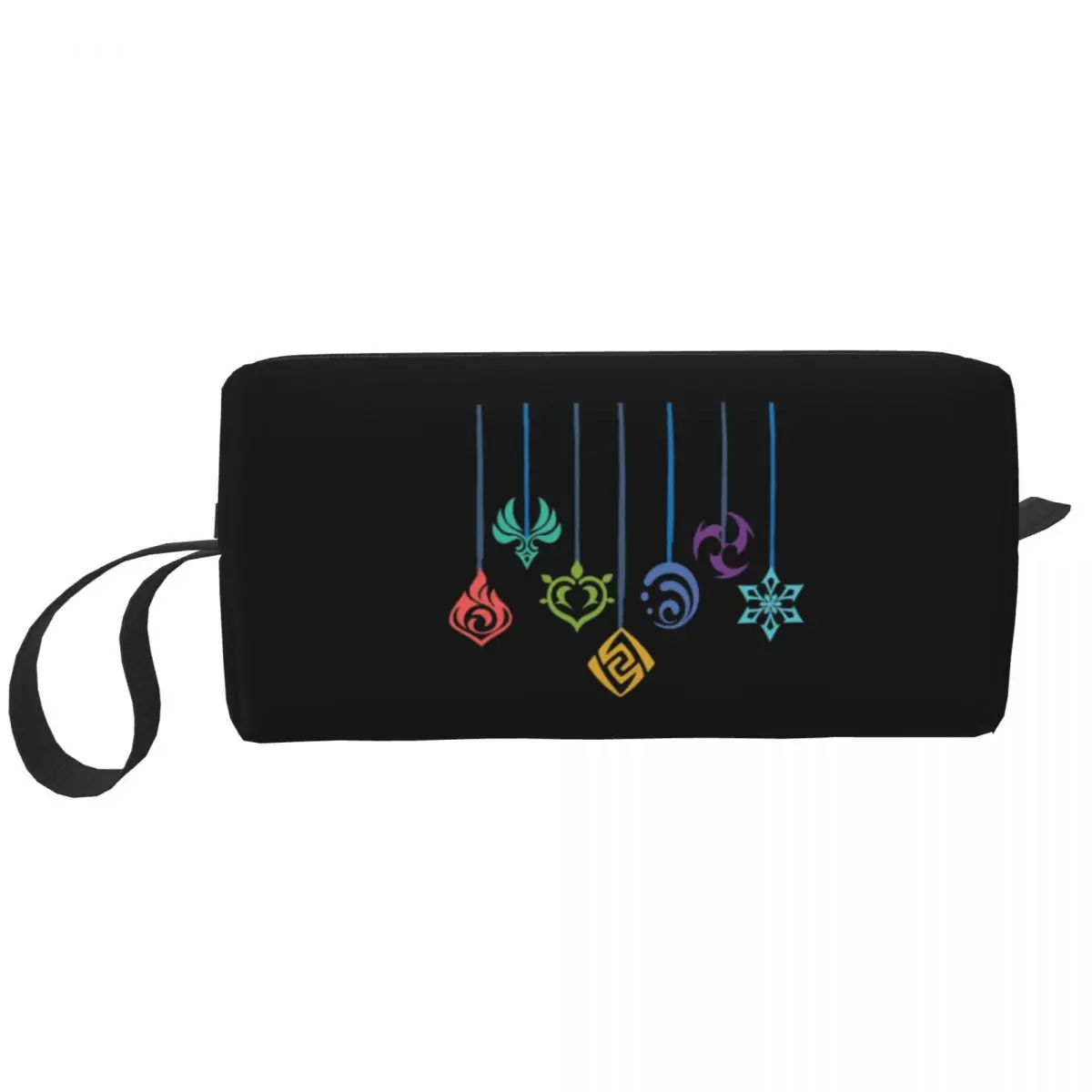 

Cute Genshin Impact Elements Symbol Travel Toiletry Bag Women Anime Game Cosmetic Makeup Organizer Beauty Storage Dopp Kit