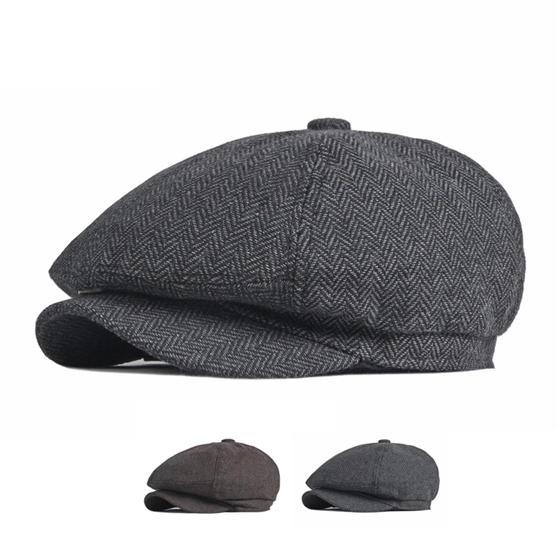 

Men's Hat Spring Autumn Classic Herringbon Beret British Vintage Octagonal Cap Newsboy Cap for Men Gatsby Painters Hats Boina