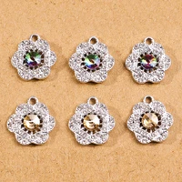 10pcs 18x20mm shinning crystal flower charms for women fashion drop earrings pendants necklaces diy jewelry making accessories