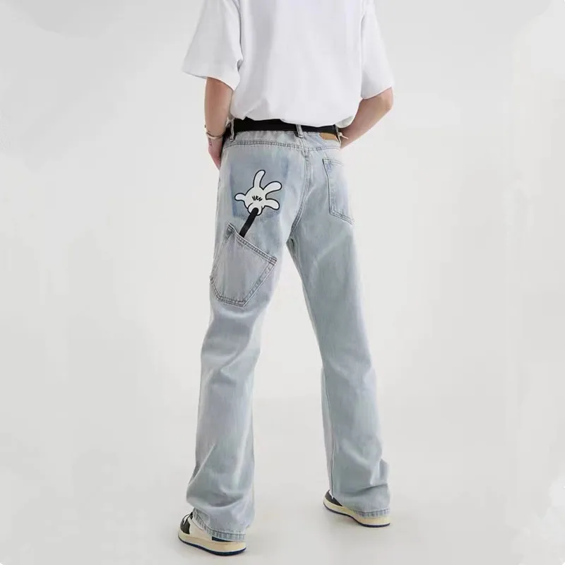2022 New Arrivals Graphic Print Vintage Baggy Jeans For Men Y2K Clothes Distressed Washed Straight Denim Pants Pantalones Hombre