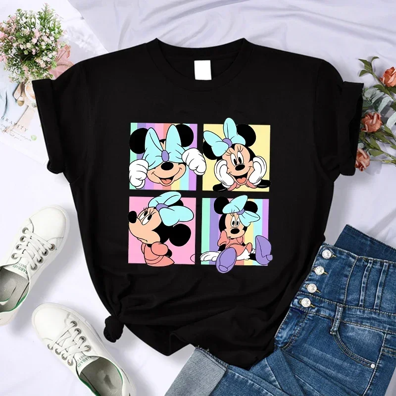Kawaii Y2k 90s Tshirt Minnie Children T-shirt Women Vintage T Shirt Mickey Mouse Anime Cartoons Casual Clothes Top Tee