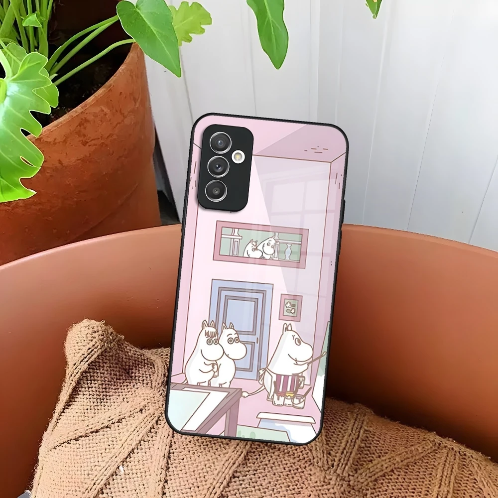Чехол для телефона Anime M-Moomin-Hippo Samsung S24 S30 S21 S23 S20 S22 Fe S10 E S9 Note 20 10 Pro Ultra Plus стеклянная
