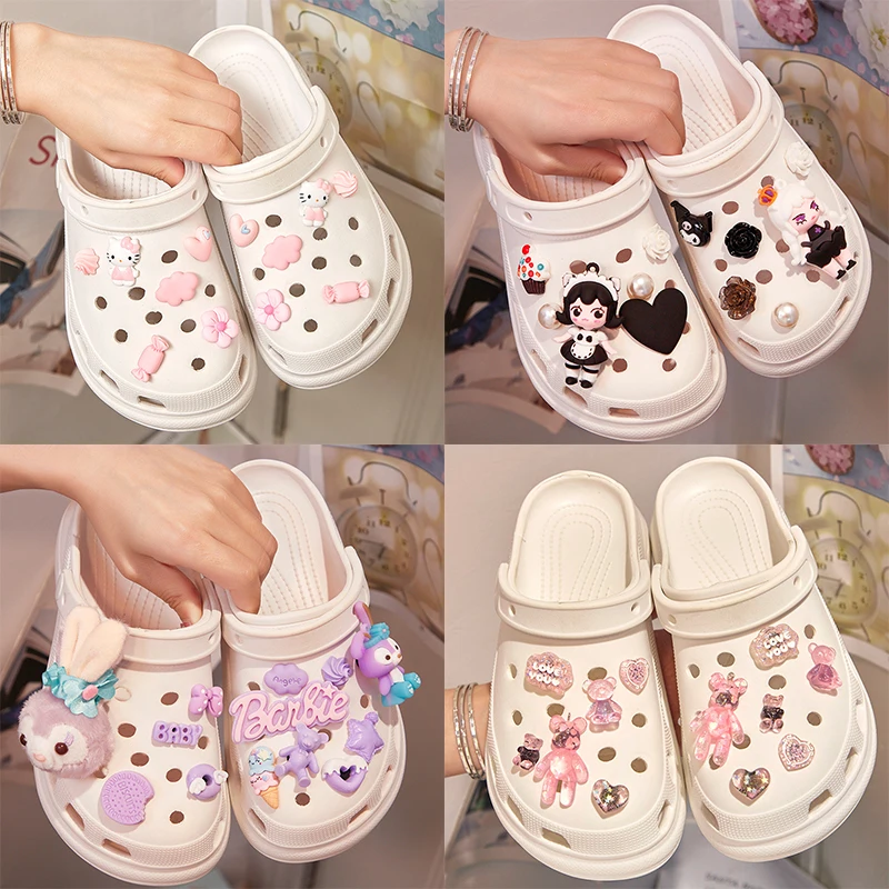 

Kawaii Sanrios обувная Пряжка Декор аниме Kuromi Hellokittys Stellalou Croc шармы; Аксессуары Diy смешной сувенир для девочки детский подарок