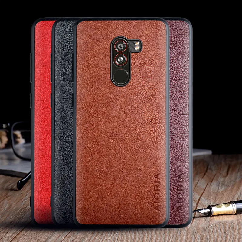 

Case for Xiaomi Pocophone F1 funda luxury Vintage Leather skin coque with TPU soft hard cover for xiaomi pocophone f1 case capa