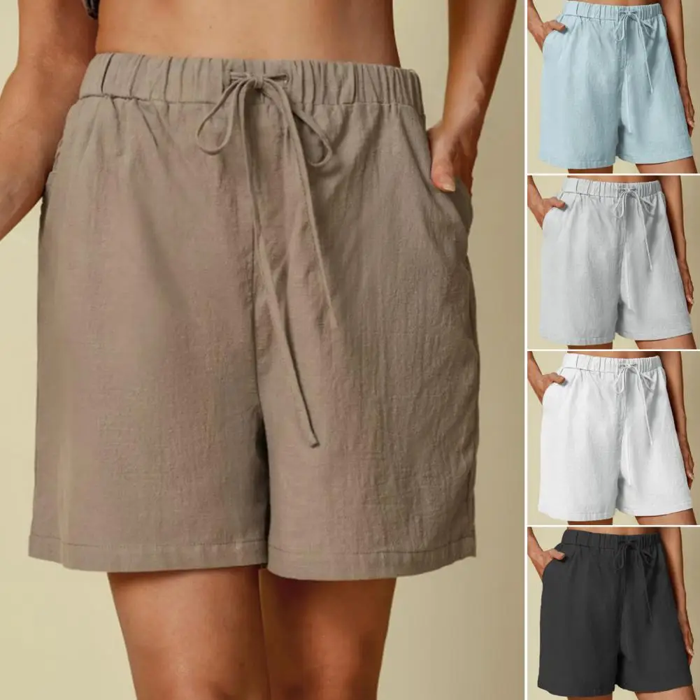 

Fitness Shorts Anti-pilling Summer Shorts Pure Color Girls Lace-up Fitness Shorts