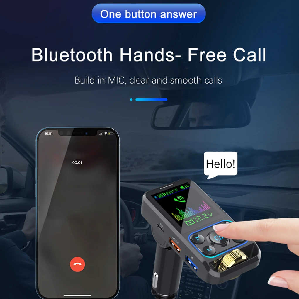 

Car FM Player Transmitter QC3 0 Bluetooth-compatible MP3 Connector