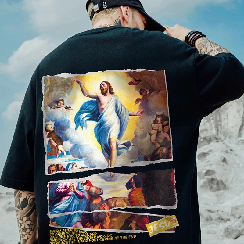 

Футболка мужская оверсайз из чесаного хлопка, с коротким рукавом