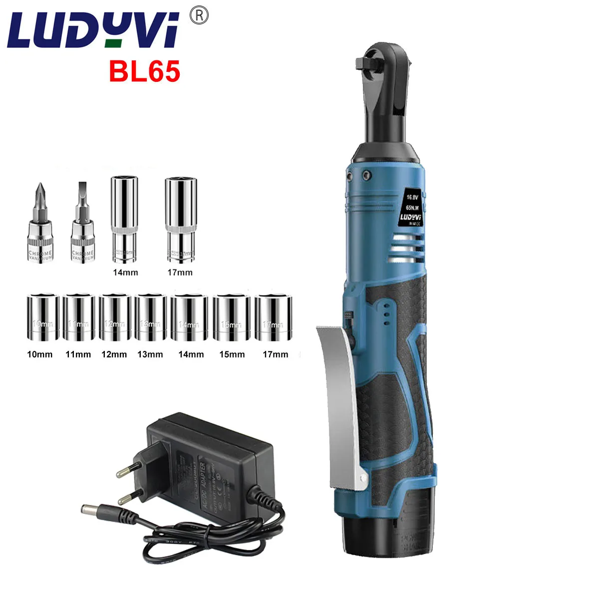 65NM Cordless Electric Wrench 16.8V 3/8 Ratchet Wrench Set Angle Screwdriver to Removal Screw Nut Car Repair Tool
