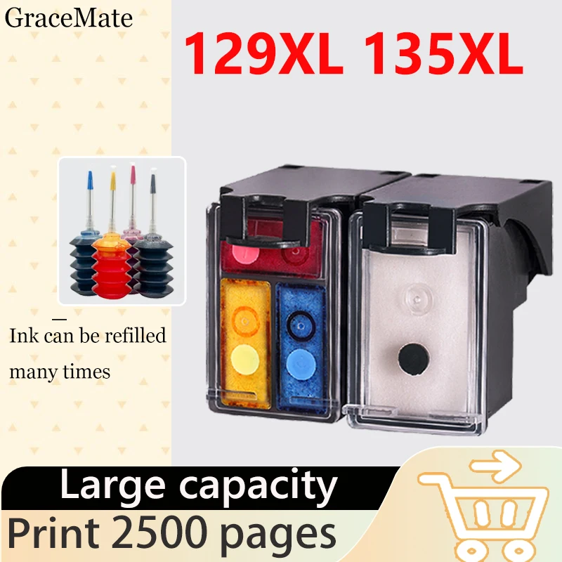 

129XL 135XL Ink Cartridge Replacement for hp 129 135 hp129 for Photosmart C4140 C4150 C4170 C4173 C4175 C4180 C4183 C4188 C4190