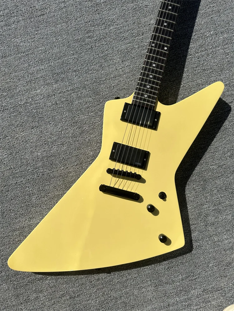 Irregular electric guitar made of imported wood Creamy yellow pearl inlaid fingerboard EMG active pickup white light in sto