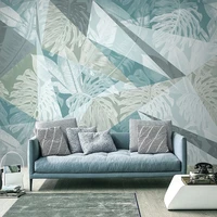 custom mural wallpaper nordic 3d tropical leaf geometric fresco living room tv sofa bedroom home decor self adhesive 3d stickers