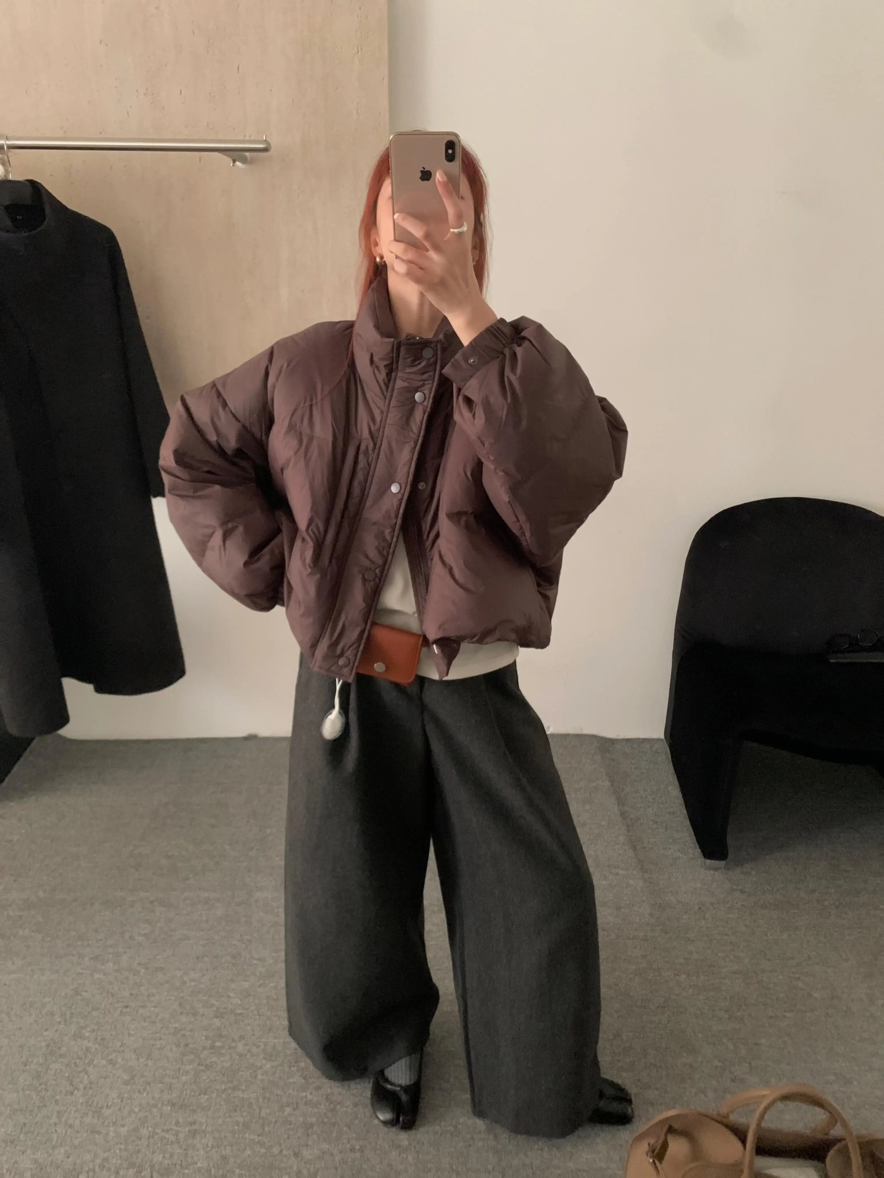 Anxiaoluo 2024 Winter New Puff Stand Collar Down jacket White Duck Down down Coat Outerwear Simple Women |