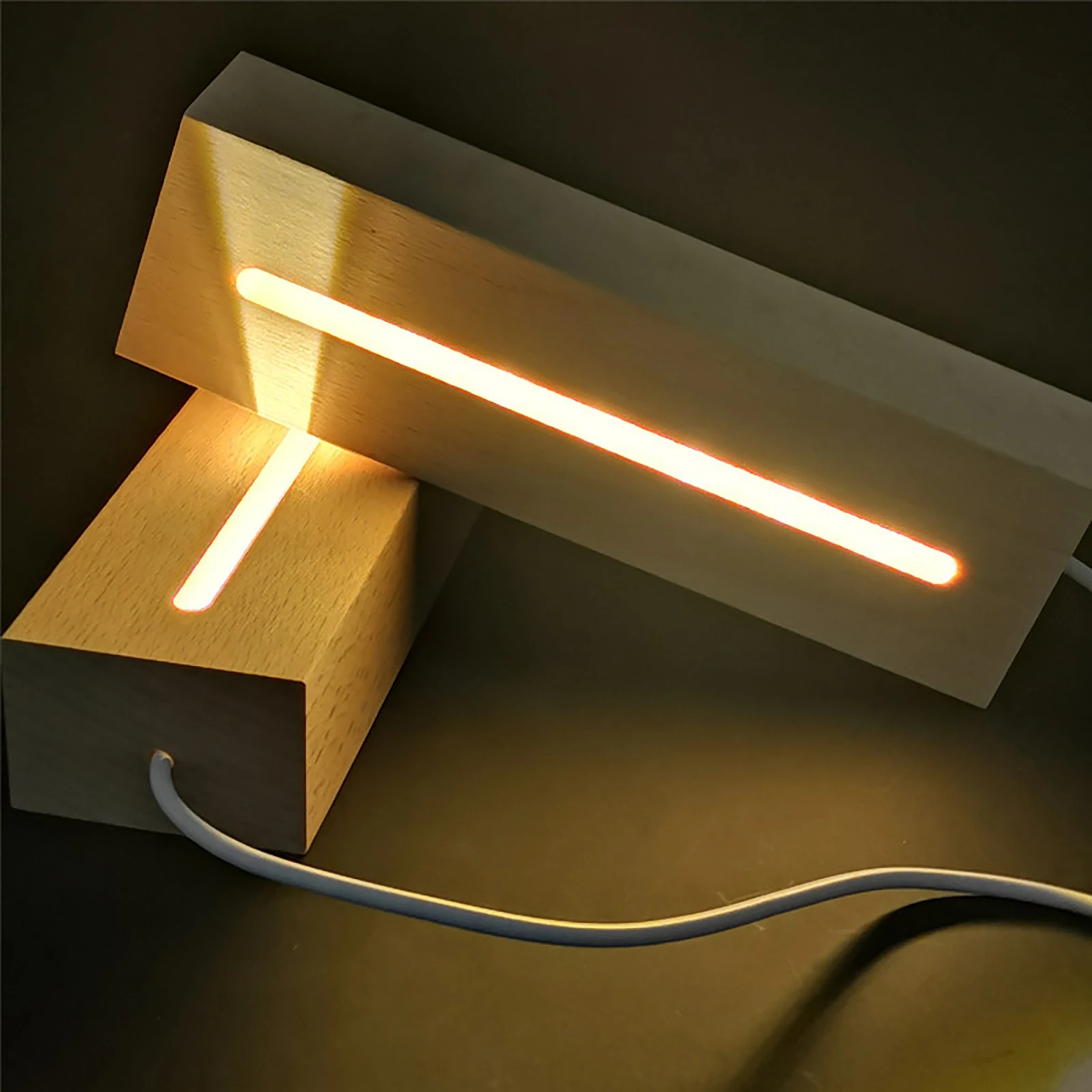 

Durable LED Lights Display Base Night DIY Lighted Base Eco-friendly Wooden Lighted Base Stand for Display