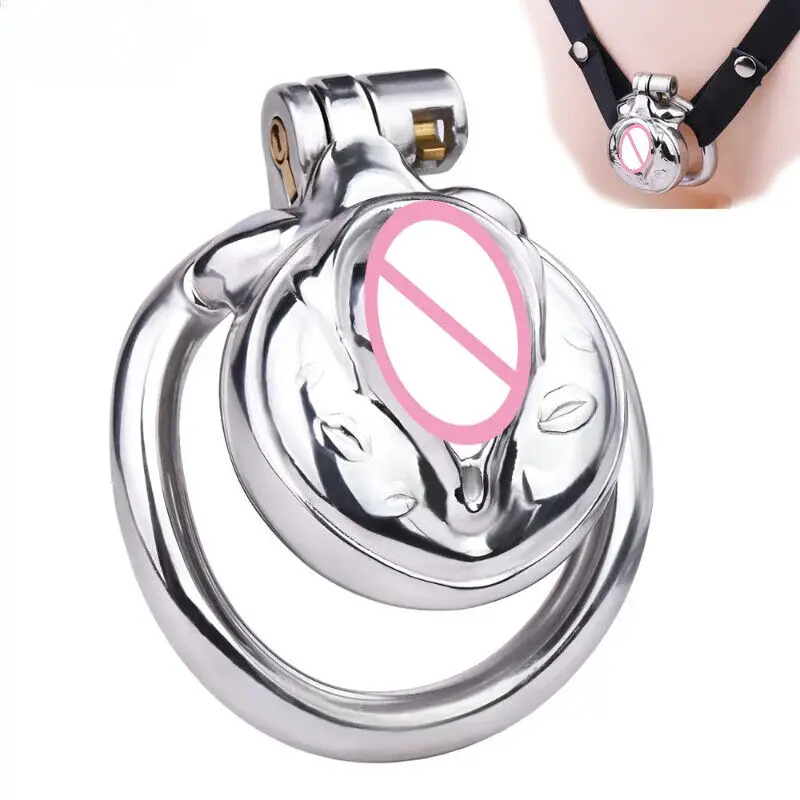 Новая металлическая имитация киски клетка целомудрия мужская маскировка