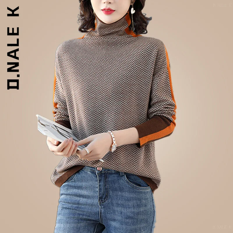 

Модный женский вязаный свитер D.Nale K, шикарный стильный Топ, Женские Повседневные свитера для отдыха, джемпер 2023 года, мягкий женский