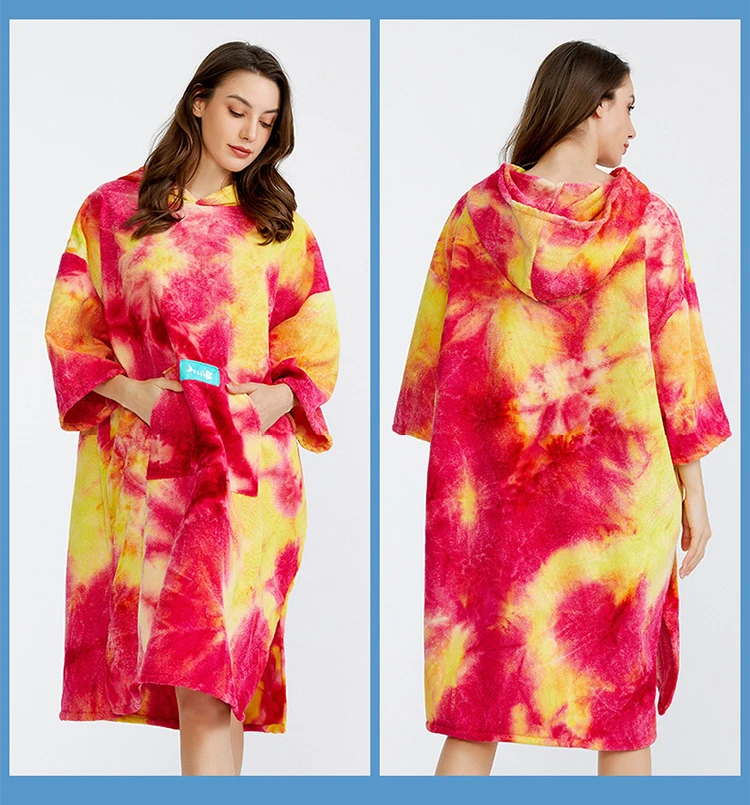 

Microfiber Large Beach Towel Changing Robe Men Women Swimming Robe Hooded Bath Surf Quick Bathrobe Towels Wetsuit