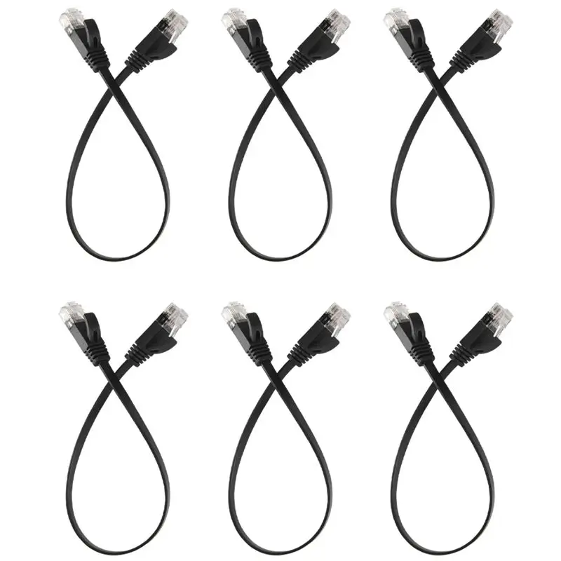 Фото Кабель сетевой плоский AU33-6, 1 фут, Cat6, высокоскоростной, с разъемами RJ45 без зацепок, 6 шт. №1