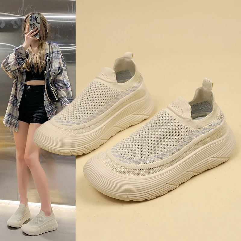 Летняя женская повседневная обувь с дышащей сеткой новая в корейском стиле на