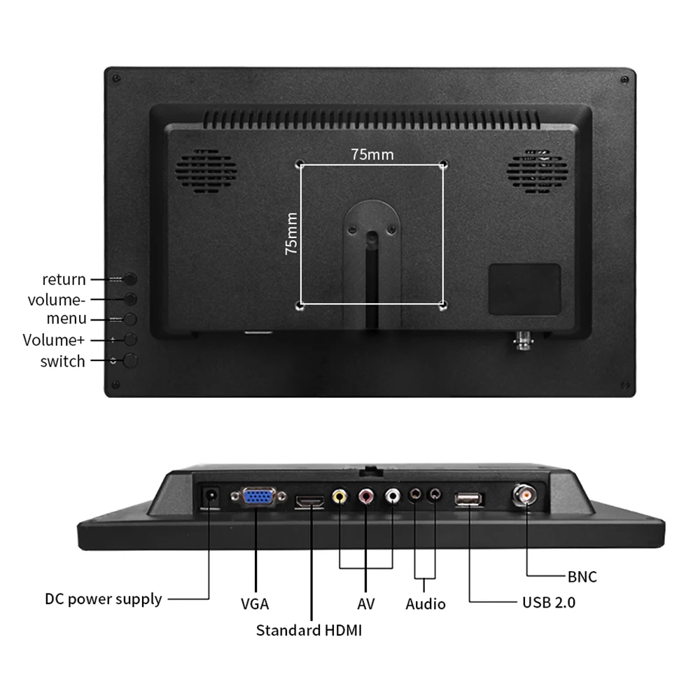 

13.3" Hd Monitor PC 1366X768 Portable Monitor LCD TV Display PS4 With HDMI VGA USB AV BNC 12Inch 10.1 Inch Gaming Monitor