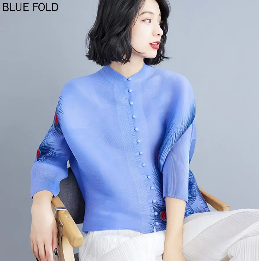 

Miyake Pleated New Spring and Autumn Large Size Fashion Stand-up Collar Top High-quality Shirt PLEATS Casaco Feminine Jaqueta